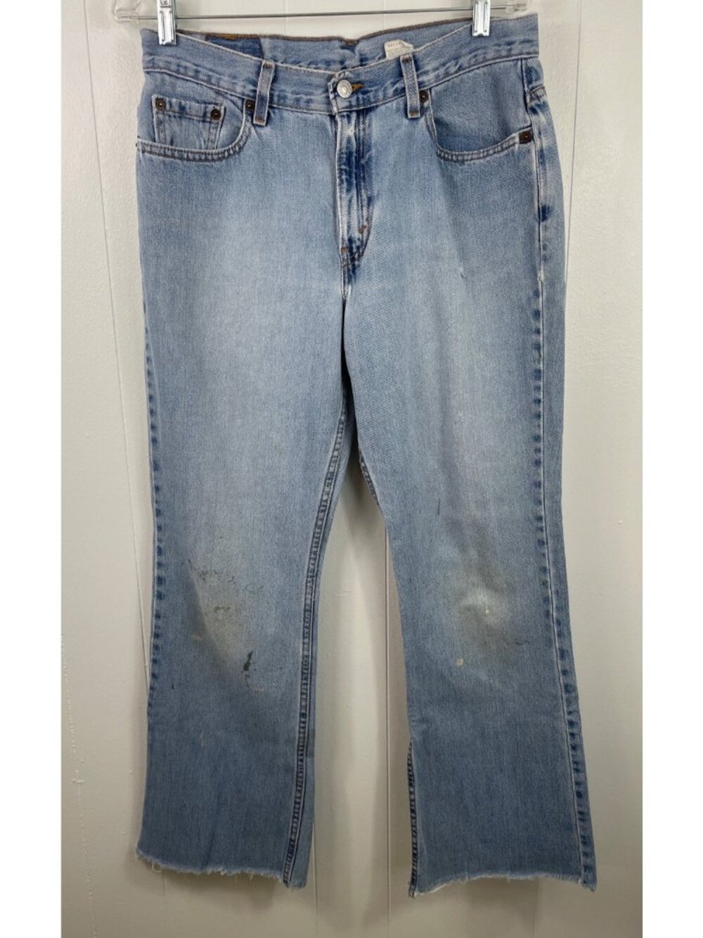 Levis 515 Bootcut Light Wash Jeans 12M Distressed Raw Hem Womens Vintage Denim